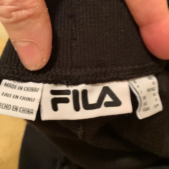 Fila Black Velour Joggers with red logo and white contrast trim NWOT - Picture 8 of 12